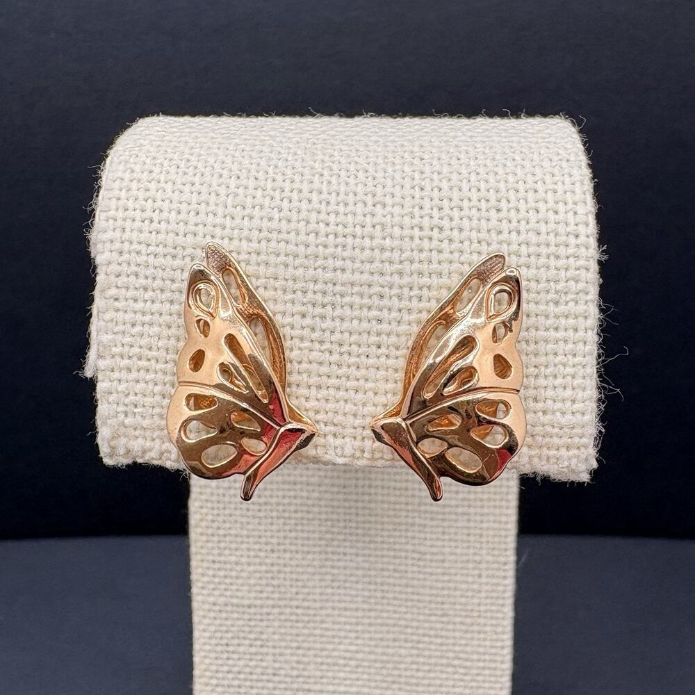 Vintage Avon Filigree Butterfly Pierced Earrings Gold Tone Dainty Minimalist